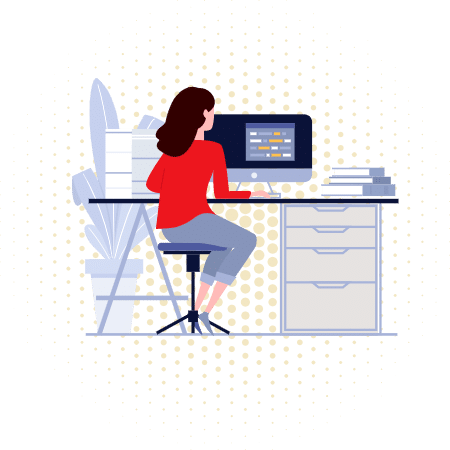Woman sitting at desk icon